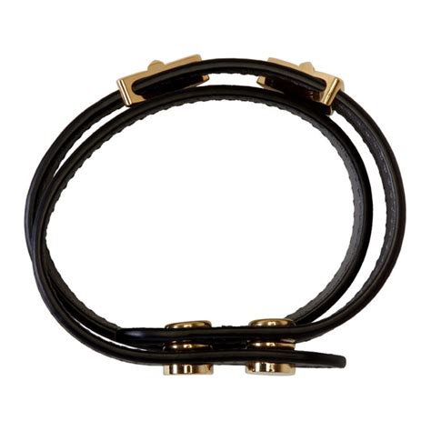 fendi black leather bag bugs double wrap bracelet|Fendi Leather Wrap Bracelet, Black .